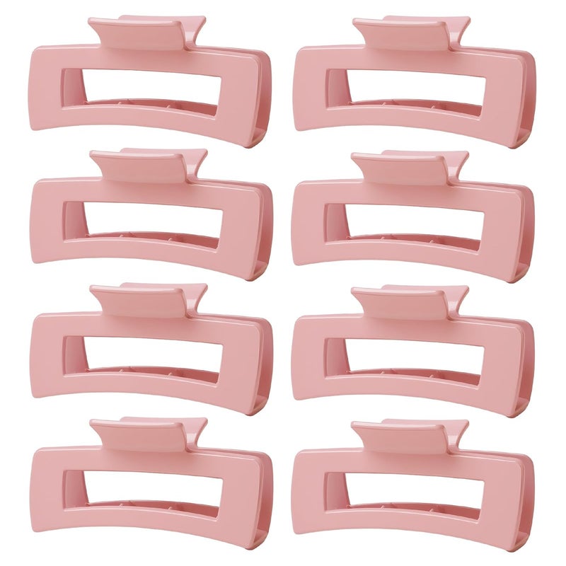 TOCESS Hair Claw Clips for Women - 8PK Large Neutral Square Jumbo Hair Clips for Thick, Thin, Long, Short, Curly Hair Girls, Big Jaw Clip Set for Daily Use(Glossy Blush) - Image 1